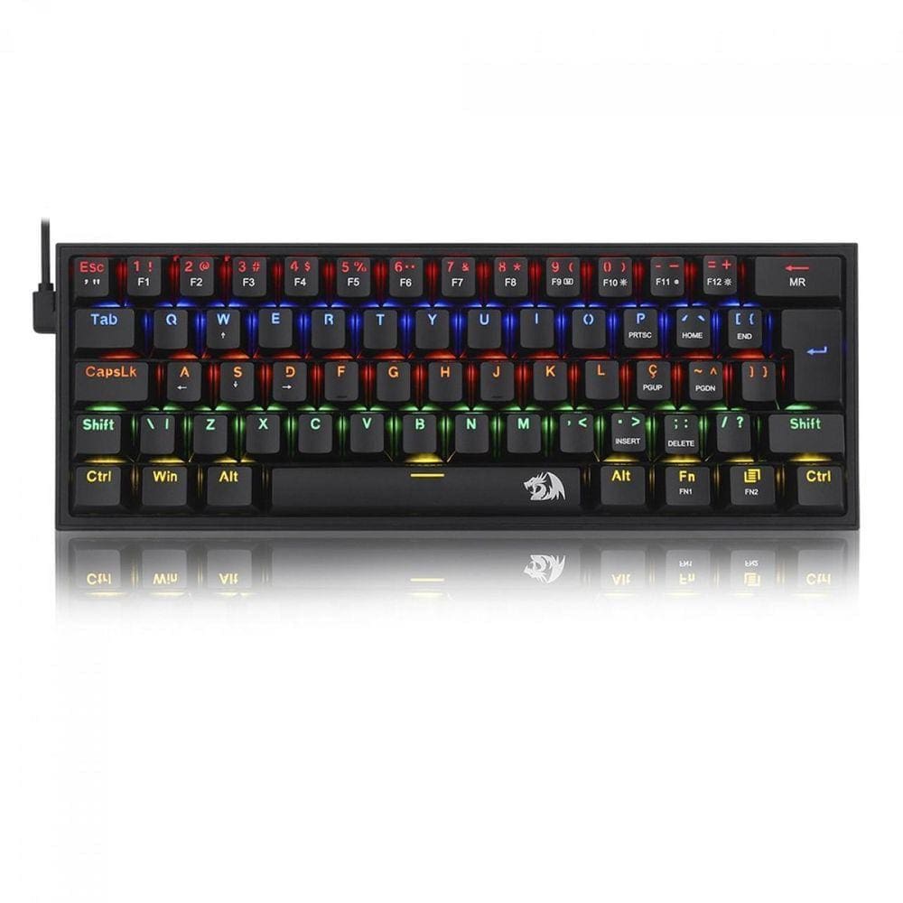 Teclado Mecânico Redragon Fizz Rainbow Brown Black K617-R-B