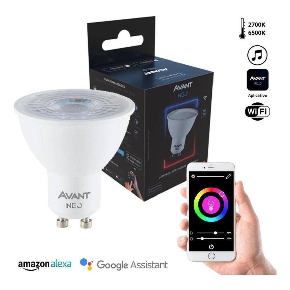 Lâmpada Dicróica Mr16 Avant Neo Gu10 Dimerizável Com Wifi