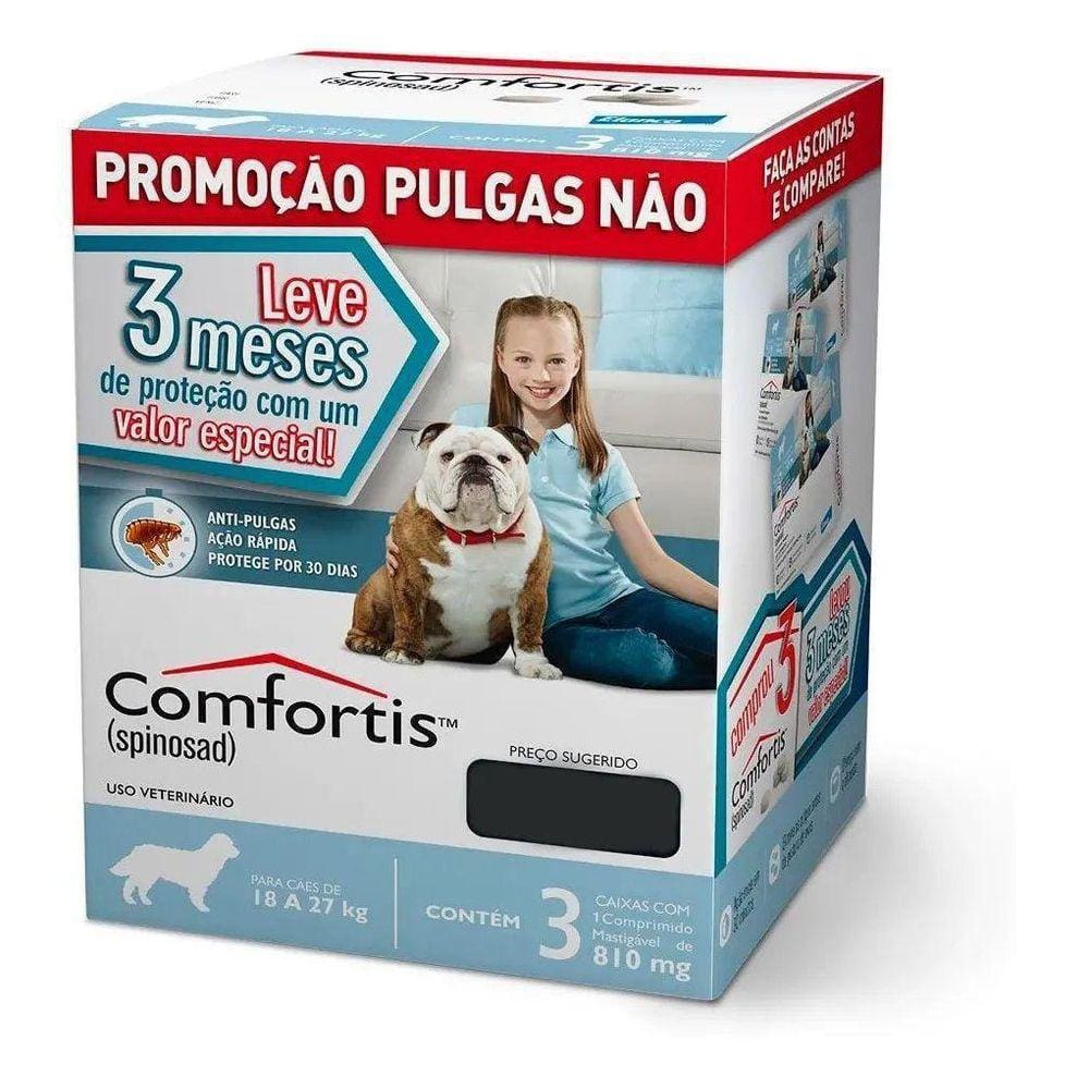 Combo Comfortis Antipulgas Cães 18 A 27Kg 810Mg C/3 Unidades