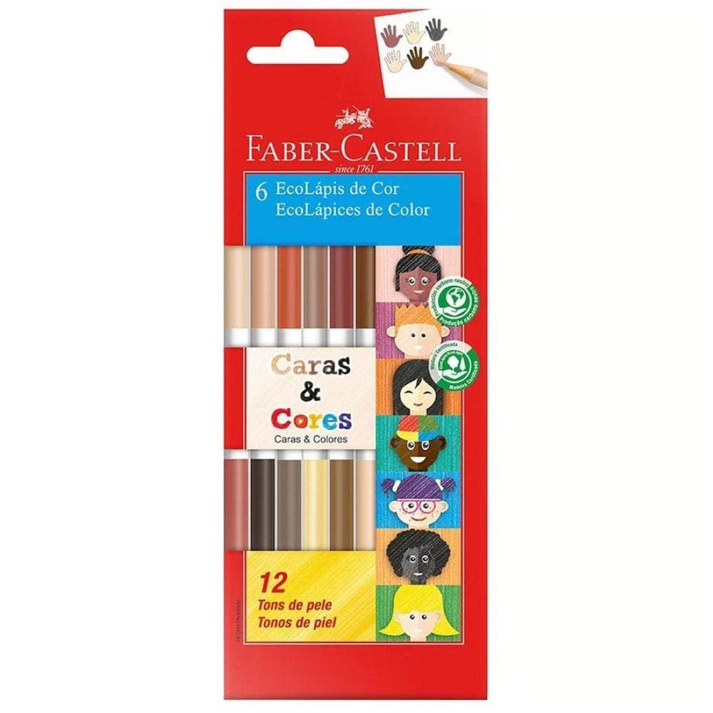 Lápis De Cor 12 Cores Bicolor Caras E Cores Faber Castell