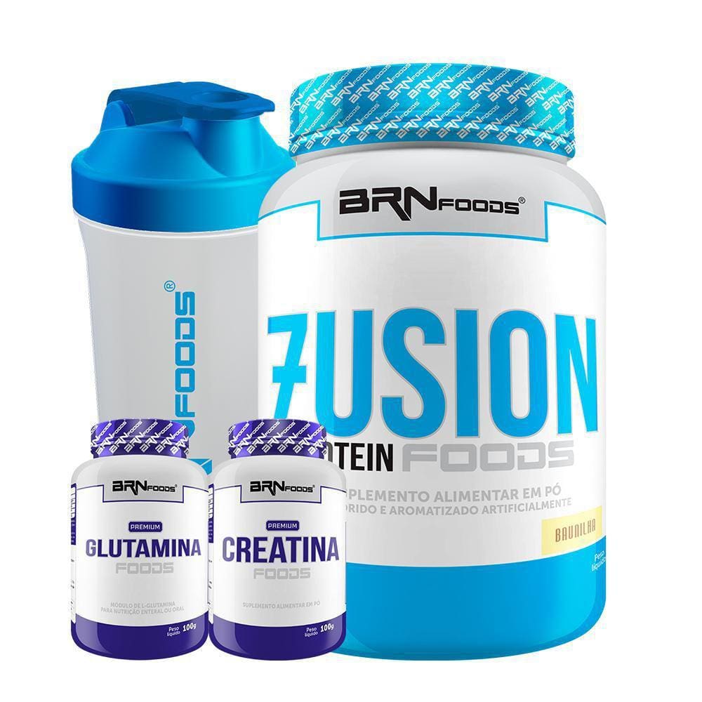 Whey Protein Fusion 900G Baunilha Creatina Glutamina Shaker