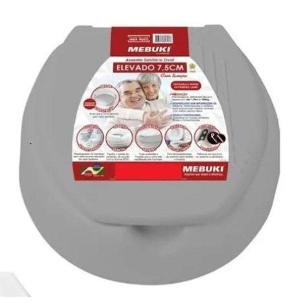Assento Elevado 7,5 Cm Com Tampa Cinza