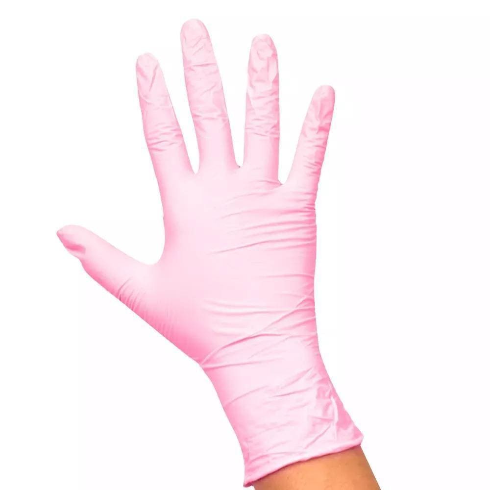 Luva Descartável Nitrílica M Rosa Santa Clara 5072