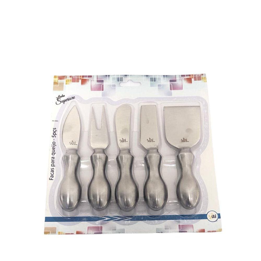 Jogo De Cortadores Facas Para Queijo 5 Peças Aço Inox