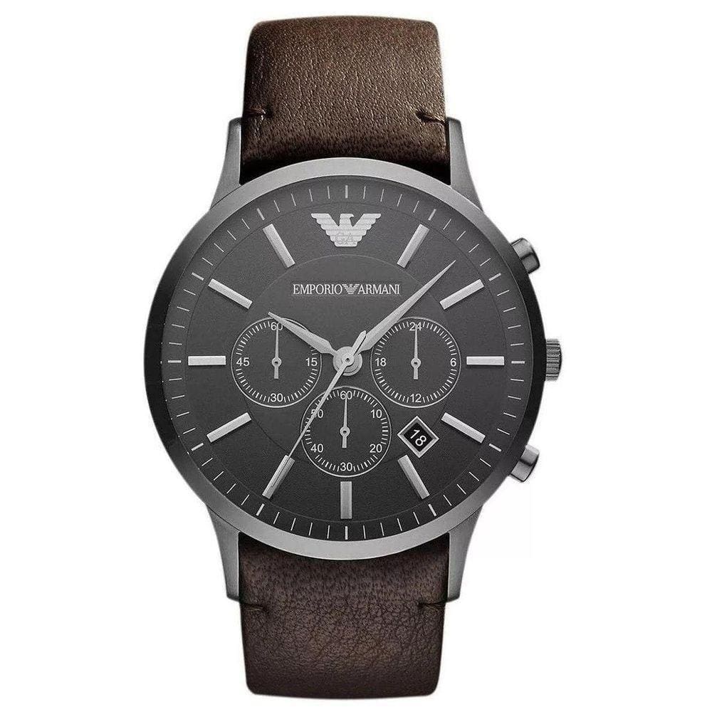 Relógio Empório Armani Masculino Em Couro Preto Ar2462