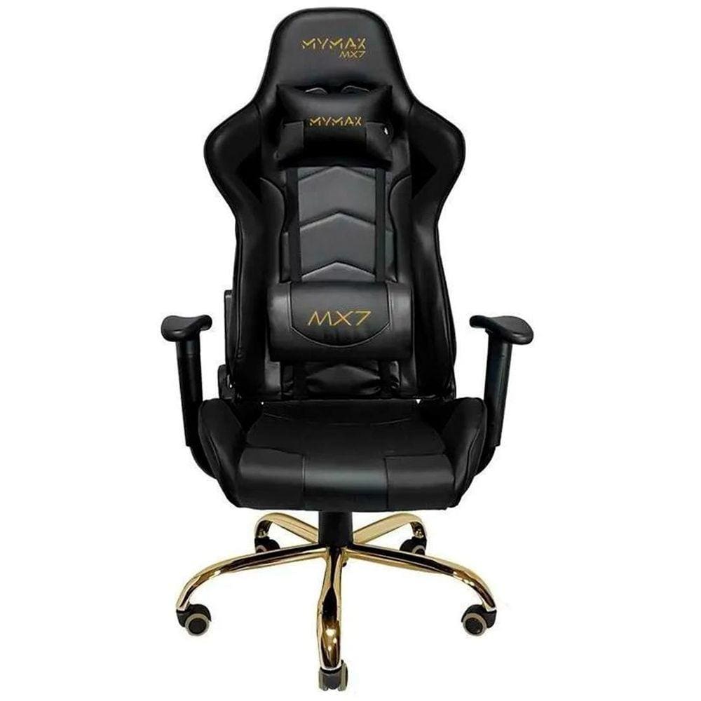 Cadeira Gamer Mx7 Giratória Encosto Reclinável Preto/Gold