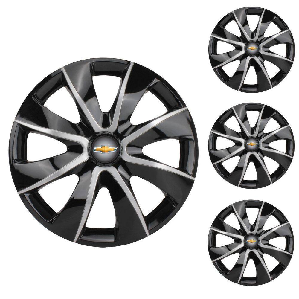 Jogo Calota Aro 14 Prime Black Silver Elitte Preto Prata + Emblema Resinado Chevrolet GM (Corsa Meriva Agile Celta Montana Prisma Onix Astra Cobalt)