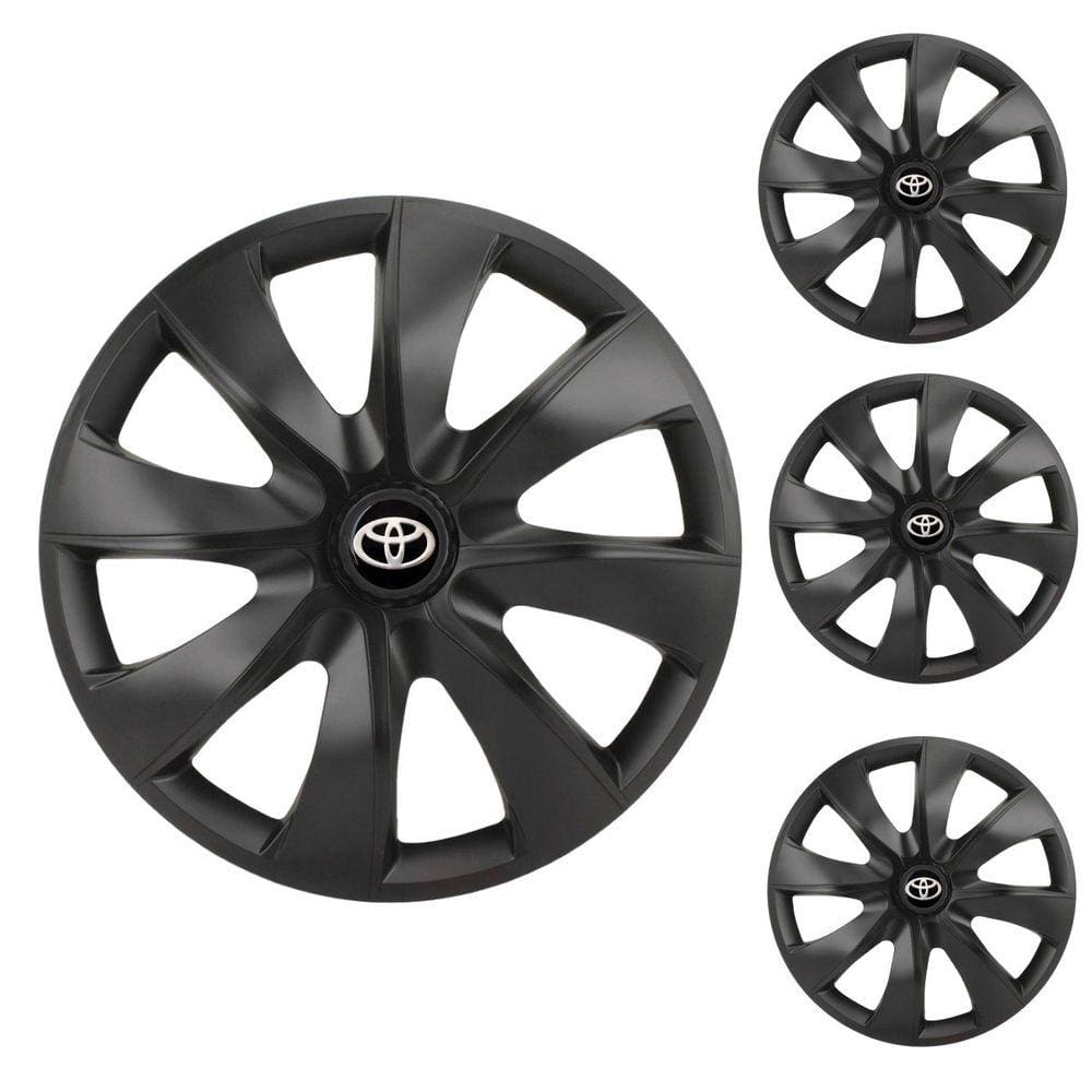Jogo Calota Aro 14 Prime Fosc Black Elitte Preto Fosco + Emblema Resinado Toyota (Corolla Etios Yaris)