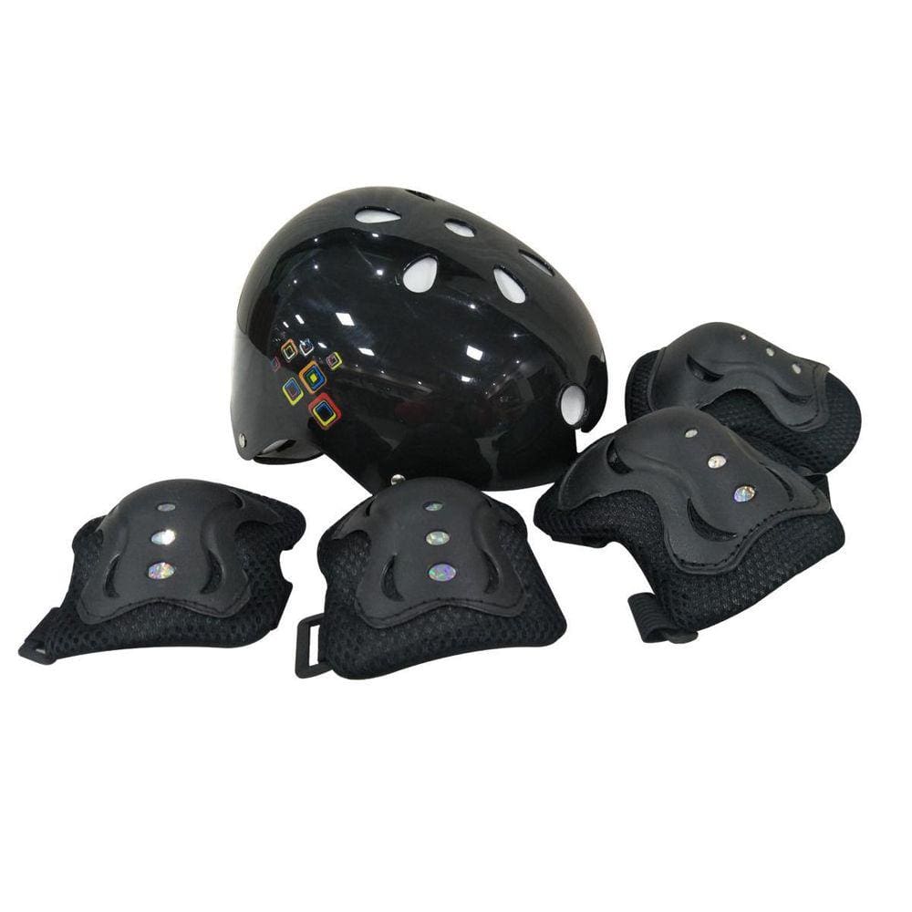 Kit Proteção  Capacete Joelheira E Cotoveleira Preto Unitoys