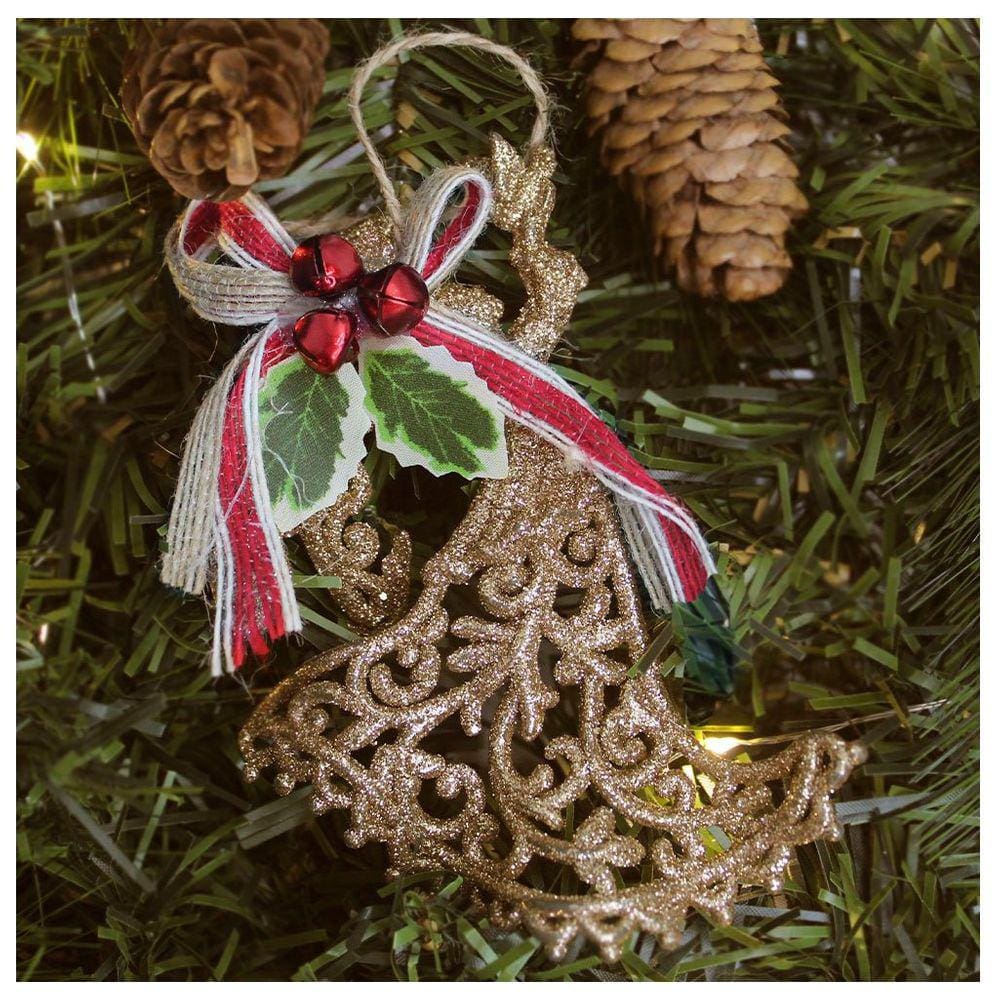 Kit 6 Enfeite Pendente Árvore Natal Anjo Dourado 12,5cm