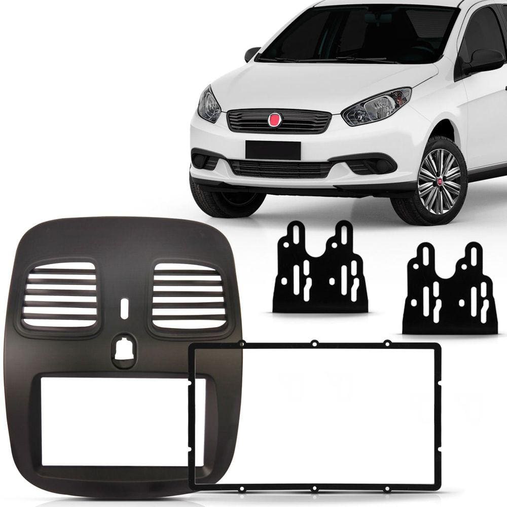 Moldura DVD 2 Din Grand Siena 2012 2013 2014 2015 2016 2017 2018 2019 Preto Fosco