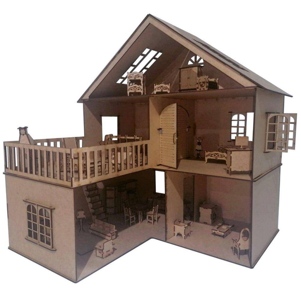 Casa Casinha Para Barbie/polly/lol Grande Mdf Bonecas 30cm em