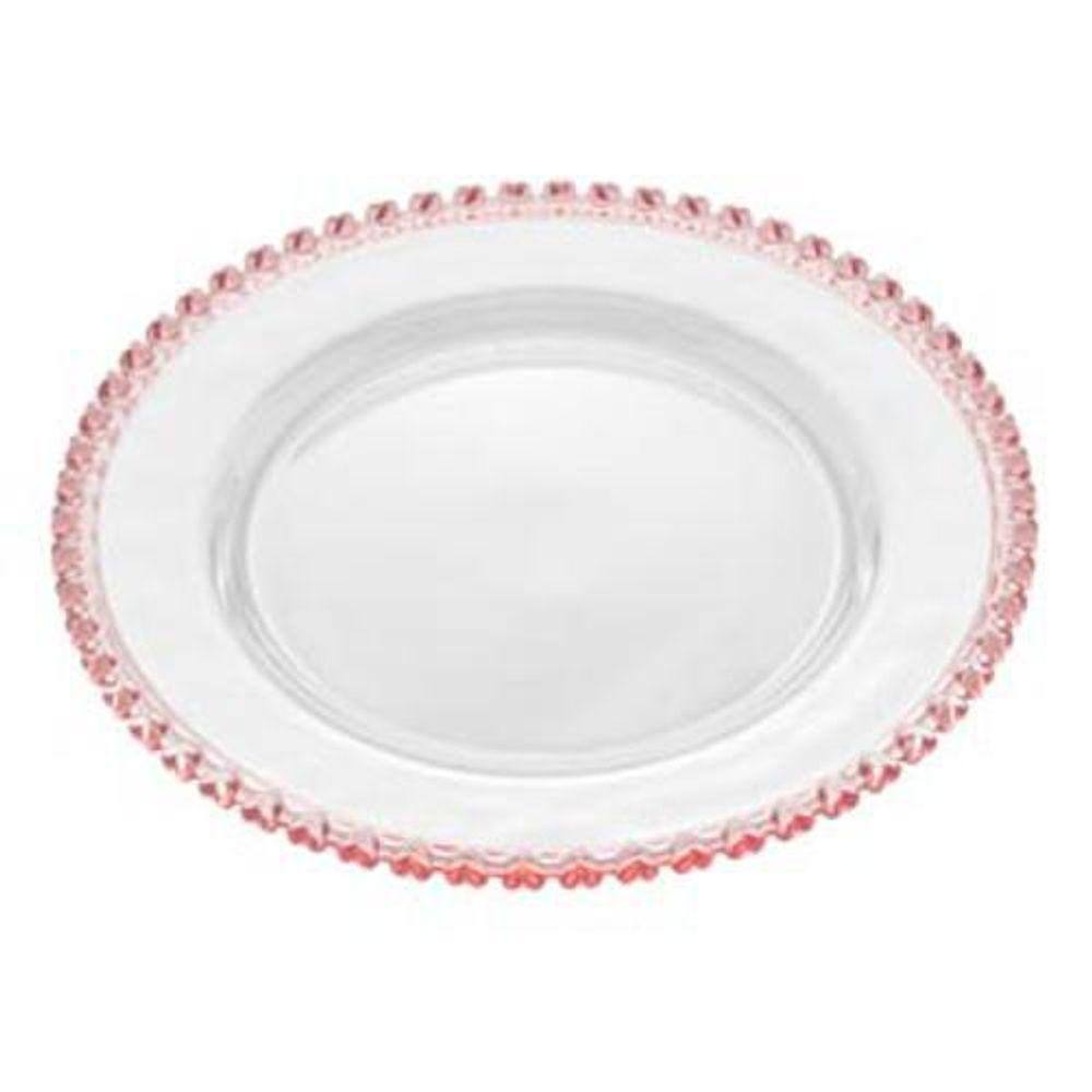 Prato Raso De Jantar Heart Borda Rosa