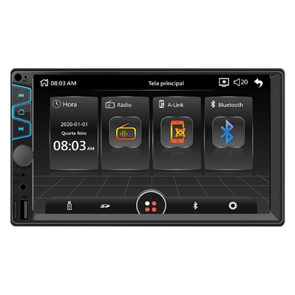 Central Multimidia 7 Roadstar Com Bluetooth Usb Cartão Sd