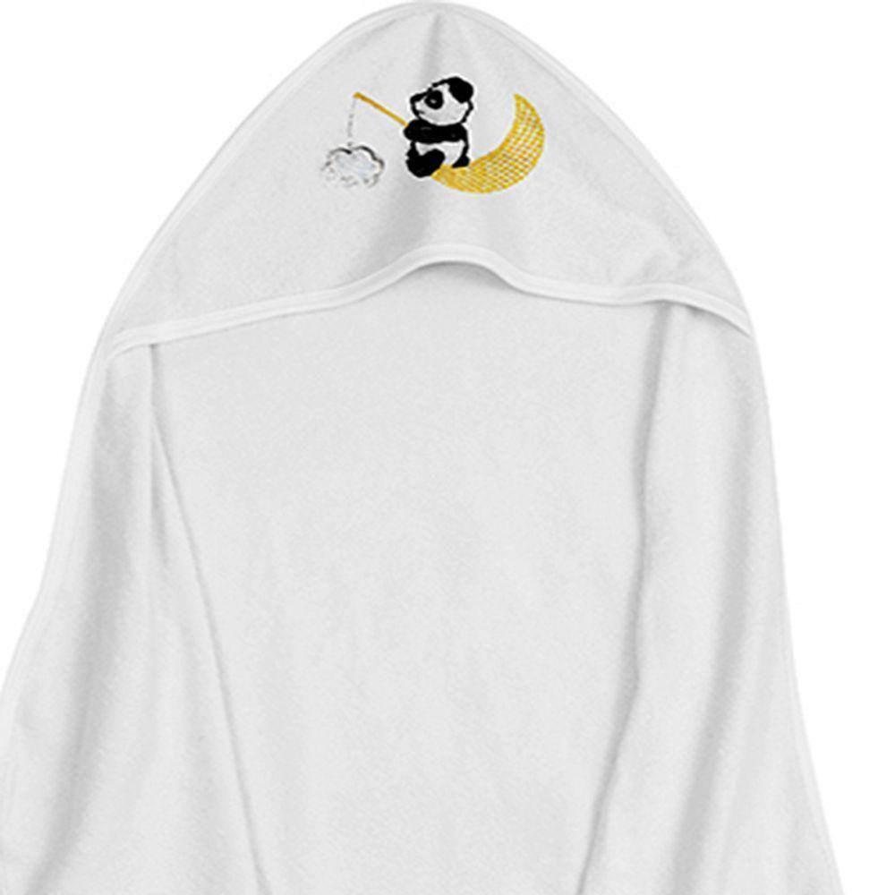 Toalha Baby C/ Capuz Tecebem Bordada Kinder Iris Branco