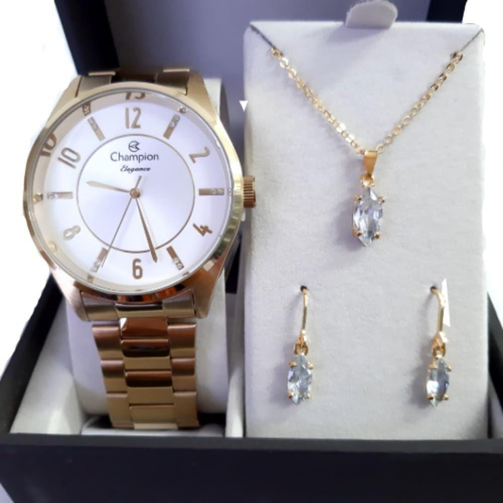 Kit Champion Dourado Com Colar E Brinco Cn26288W