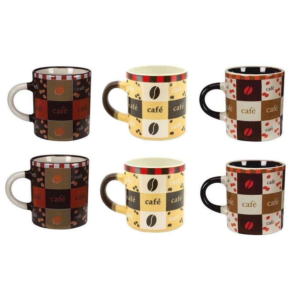 Jogo Mini Caneca Cerâmica Pilão 110ml 6 Unidades - Yazi