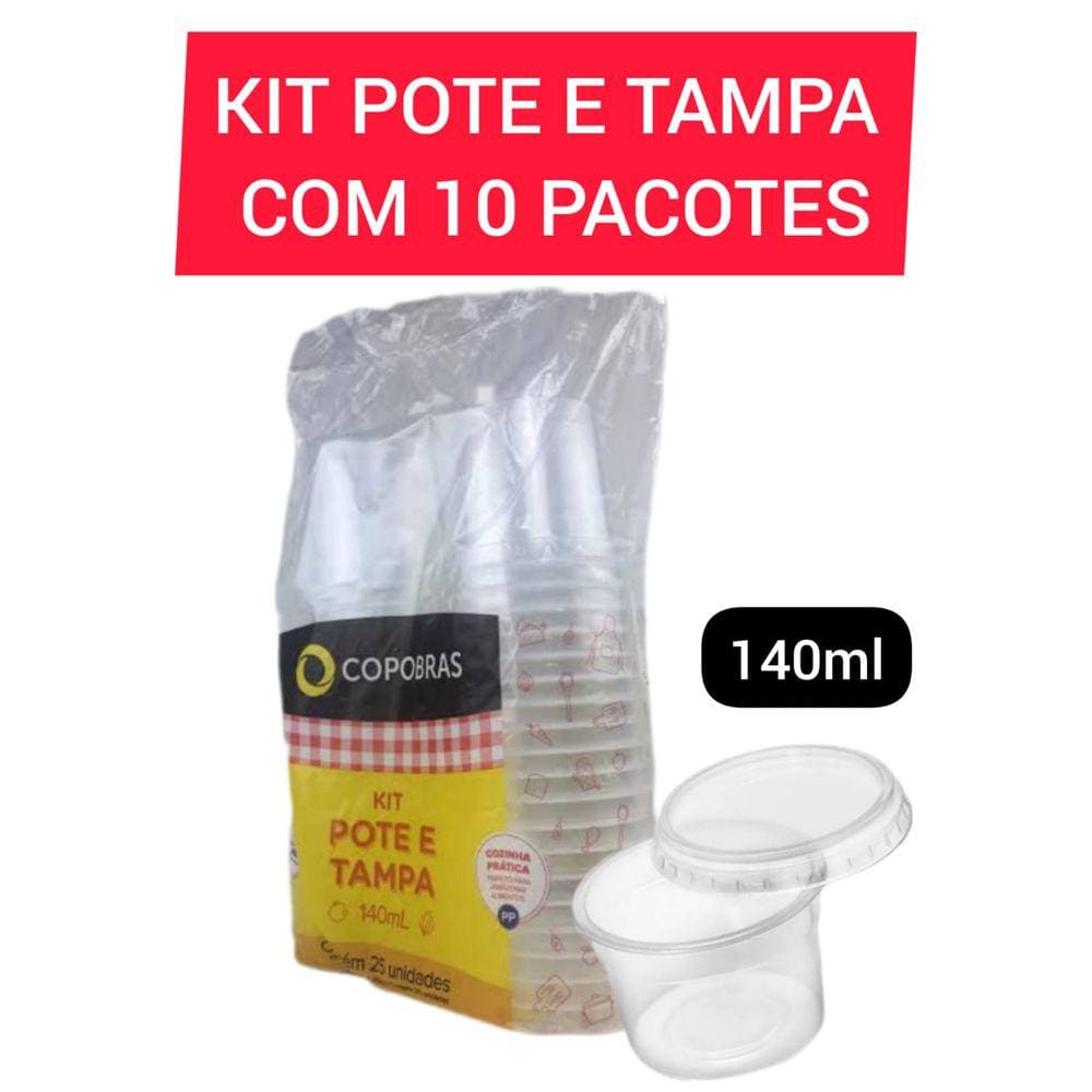 Pote e Tampa 140ml - Pacote com 25 Unid - Copobras