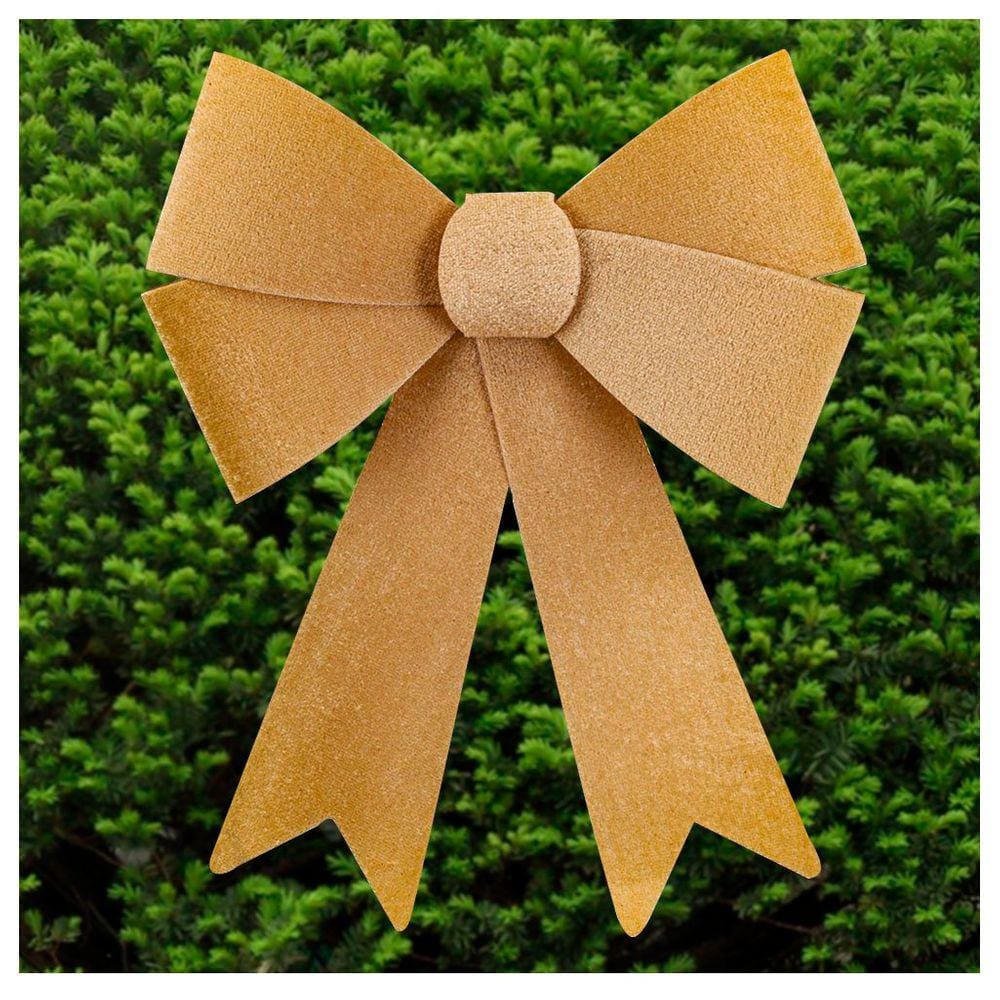 Kit 4 Enfeites Árvore Natal Laço Dourado Veludo 27cm