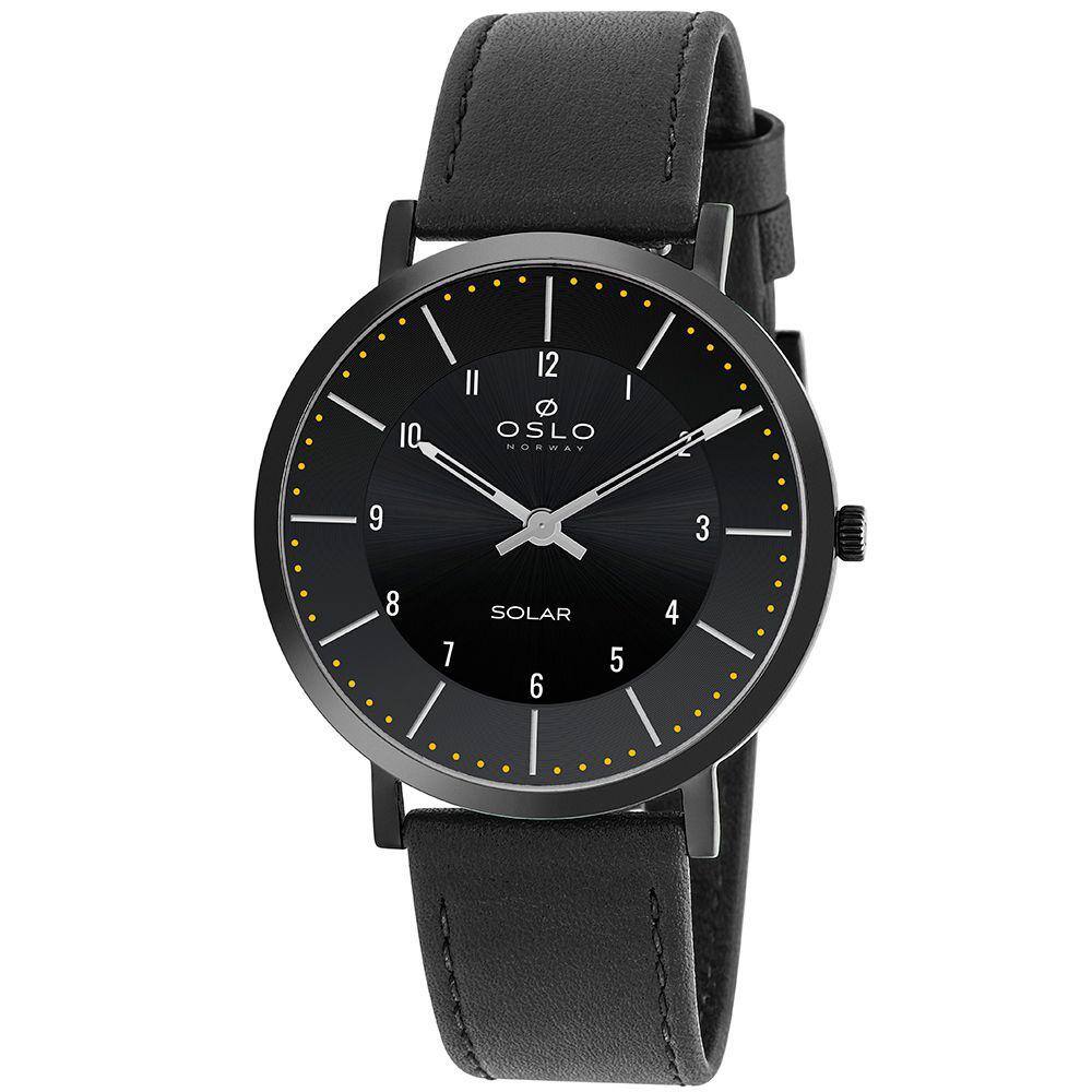 Relogio Oslo Masculino Solar Ompscsvs0001 P2px Couro Preto