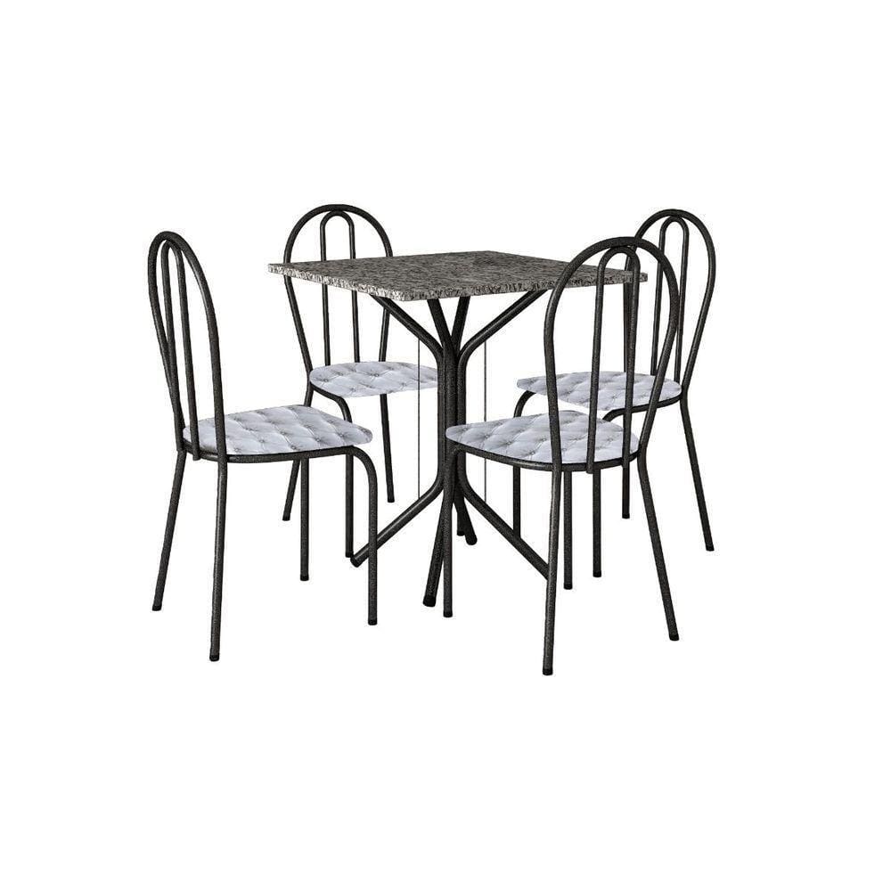 Conjunto Mesa Thais 4 Cadeiras 004 Base Preto Tampo Granito