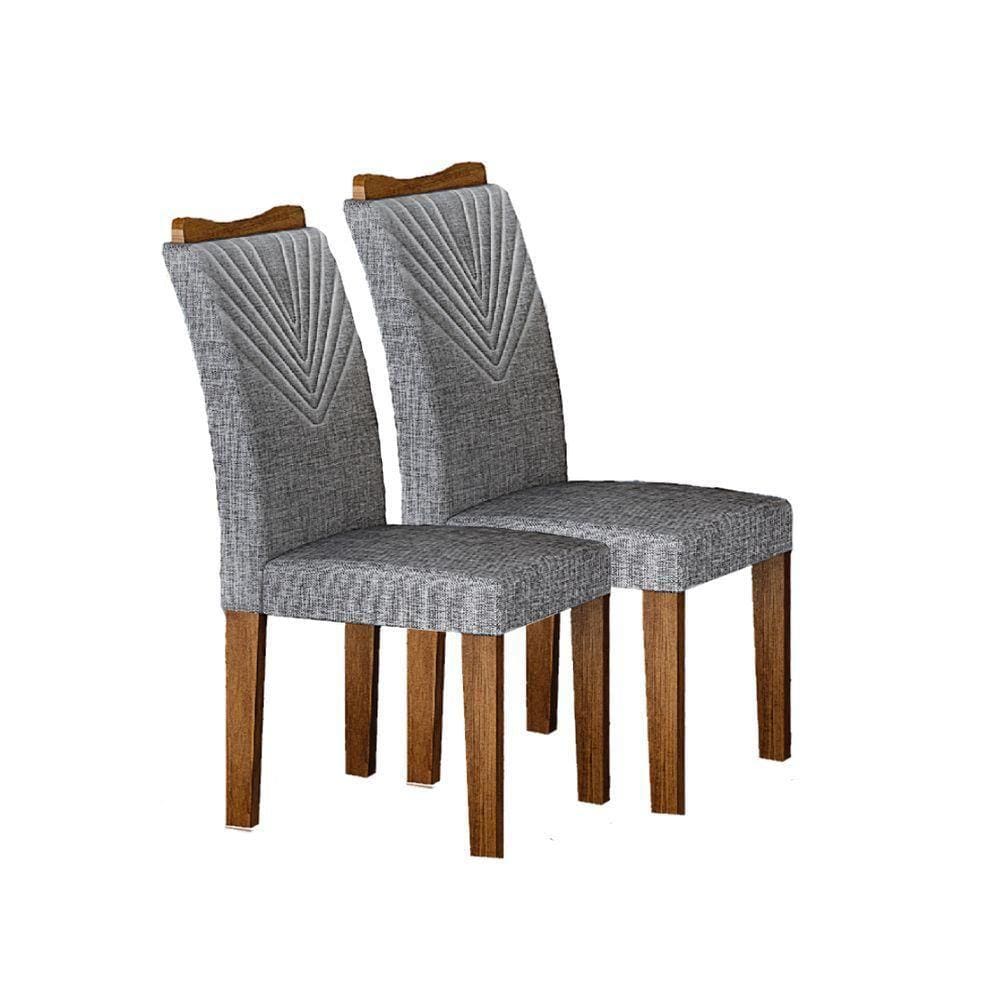 Kit 02 Cadeiras Sala De Jantar Clara Mdf Freijó,linho Cinza