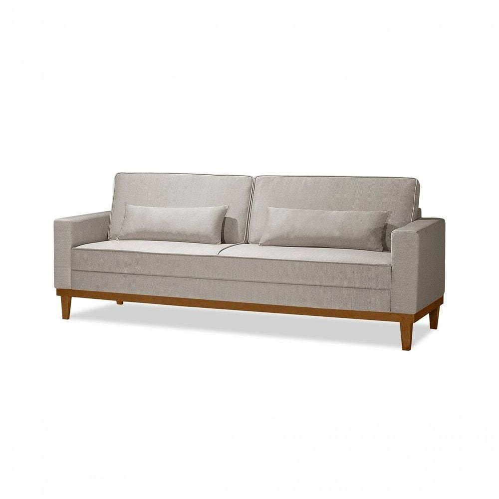 Sofá Living 3 Lugares 2,20Mt C/ 2 Almofadas Linho Bege