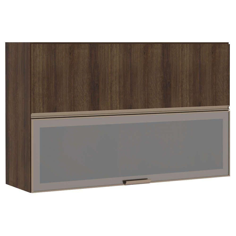 Armário Aéreo 120cm 2 Portas Prata Dourado C/ Dourado