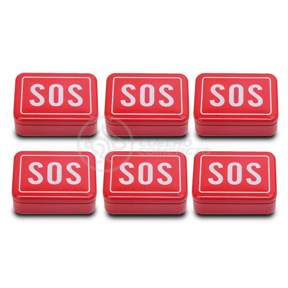 6 Mini Kits SOS Camping Tz-02 Lata de Ferramentas Compacta para Acampar Sobrevivência Selva