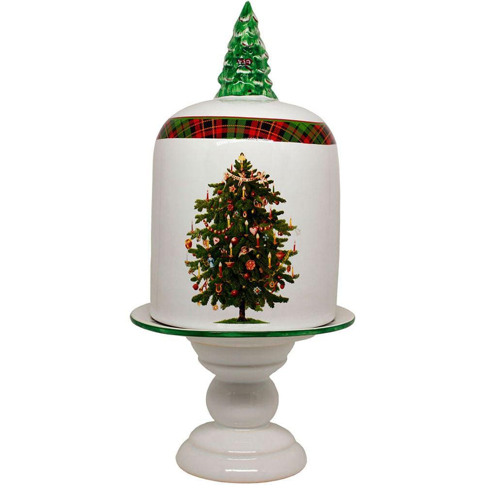 Porta Panetone de Cerâmica Natal Arvore Xadrez 500g