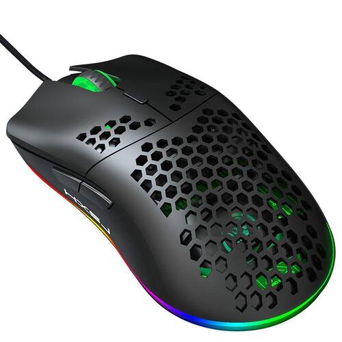 Hxsj J900 USB com fio Gaming Mouse RGB Preto