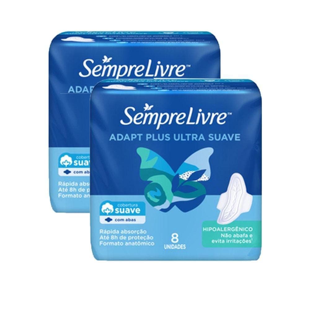Kit 2 Absorventes Externo Sempre Livre Adapt Plus 8 unidades
