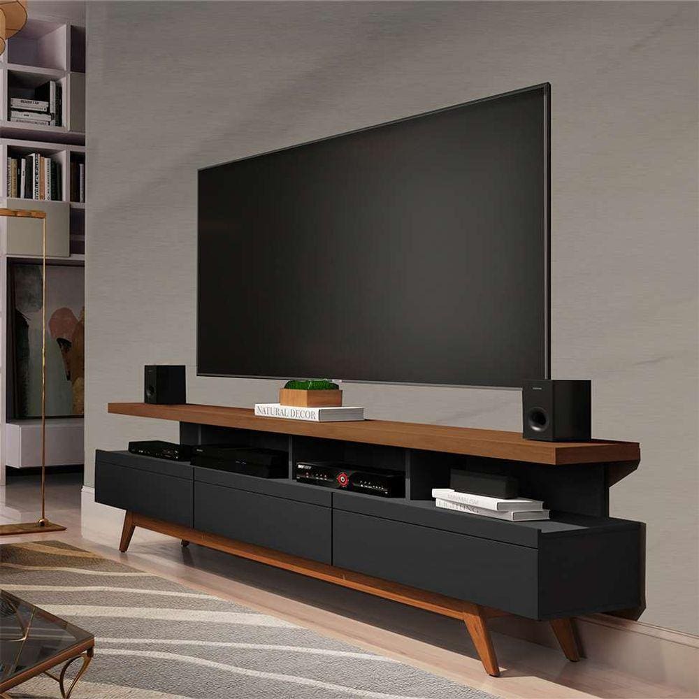 rack vivare preto e freijó 180 cm