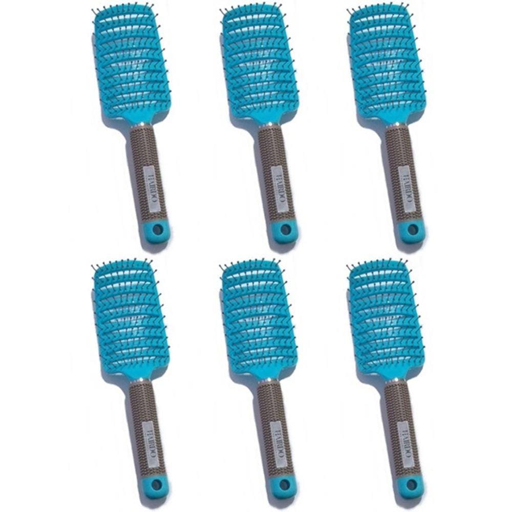 Kit 10 Escovas Vazada Raquete Cerâmica Azul Celeste