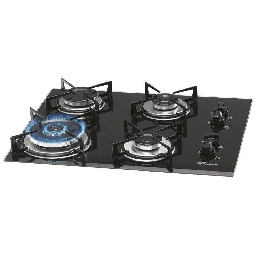 Cooktop gas mesa vidro fischer 5 bocas tripla chama Extra