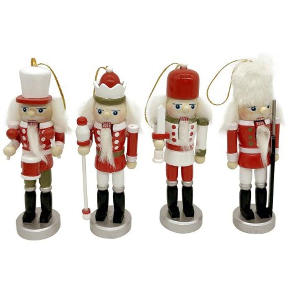 Kit 4 Bonecos Quebra Nozes Guarda Real Madeira Enfeite Natal