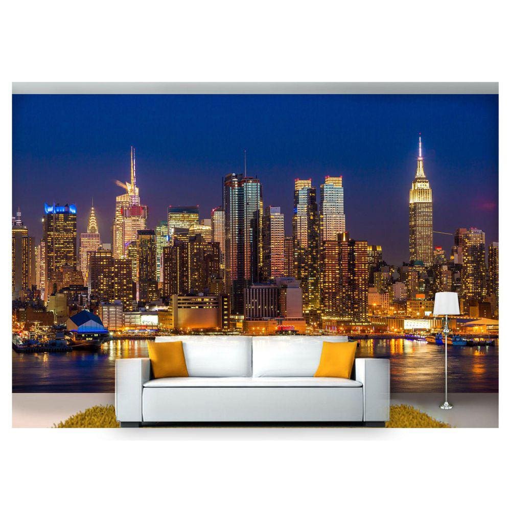Papel De Parede Cidade Prédios Luzes Noite 3D Ncd183