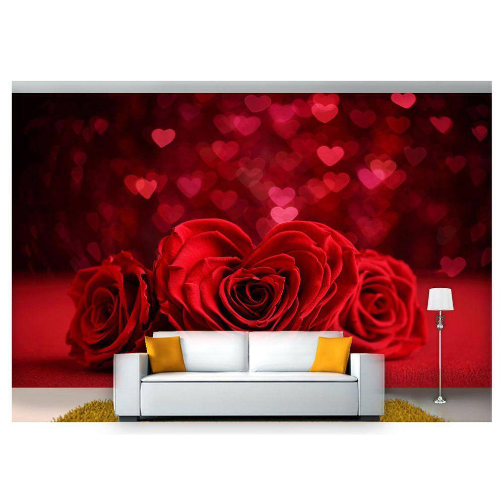 Papel De Parede Flores Rosas Romantico 3D Nfl249 3M²