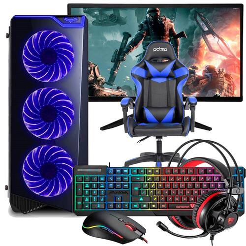 Pc Gamer Completo Neologic Streamer Nli83666 Intel I5 10400F 16Gb (Gtx1650  4Gb) Ssd 240Gb + Hd 1Tb 400W 80 Plus + 2 Monitores 21 + Cadeira - Faz a Boa!