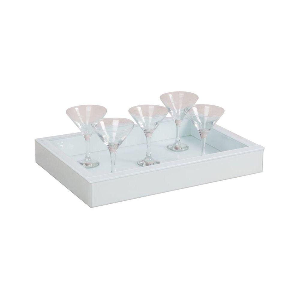 Bandeja De Vidro Branco Luxo Mesa Aparador 40X30