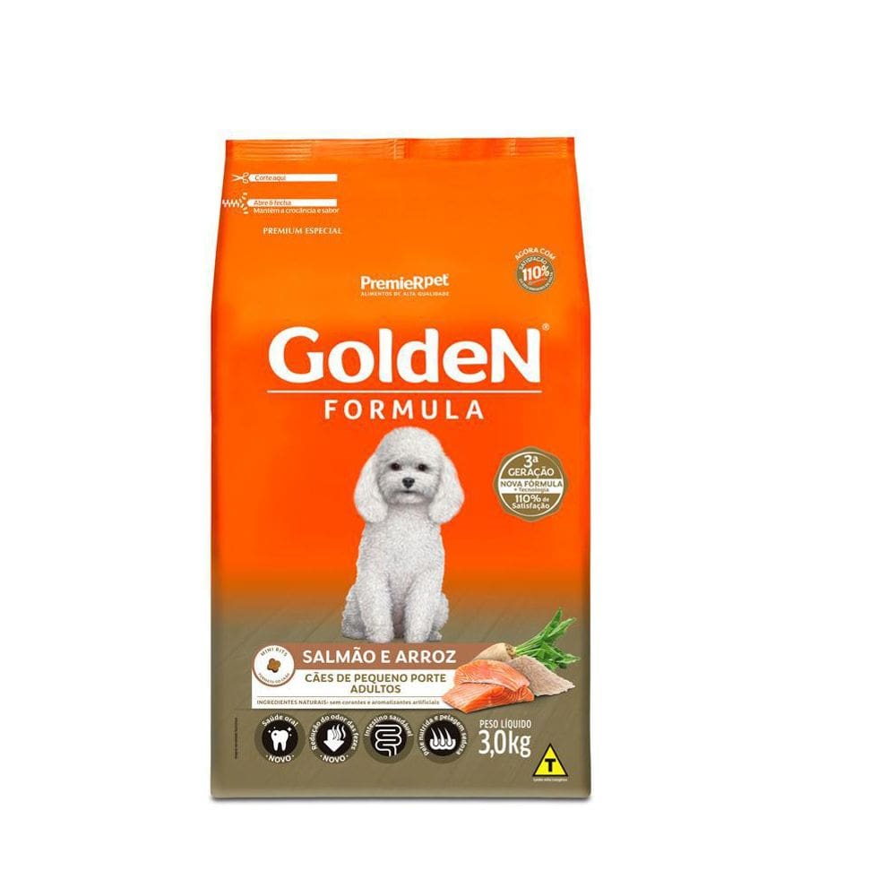 Ração Golden Formula Adulto Mini Bits Salmão E Arroz 3 Kg