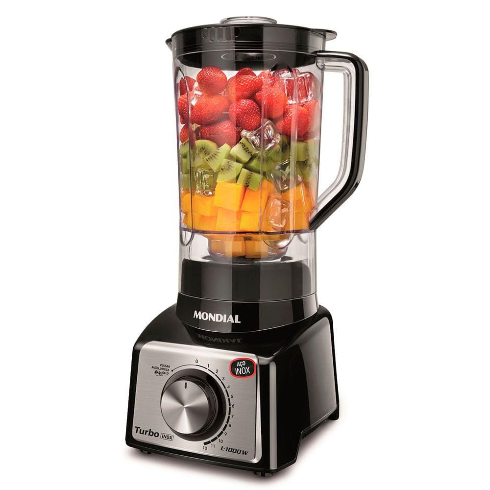 Liquidificador Turbo Mondial  Black Inox L-1000 BI