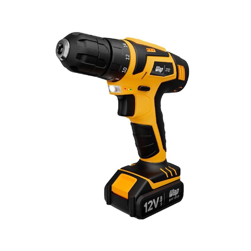 Parafusadeira a Bateria WAP BPF12K3 Sem Fio Indicador de Carga de Bate