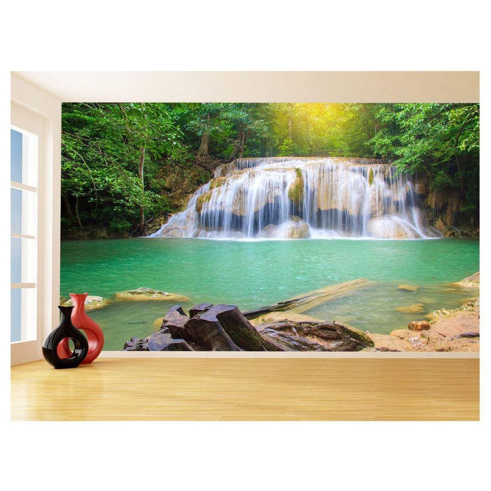 Papel De Parede 3D Paisagem Cachoeira Florestas 3,5M Nch236