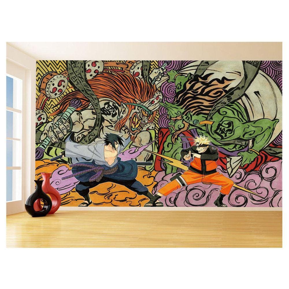 Papel De Parede Adesivo Lavável Quarto Mangá Naruto Anime