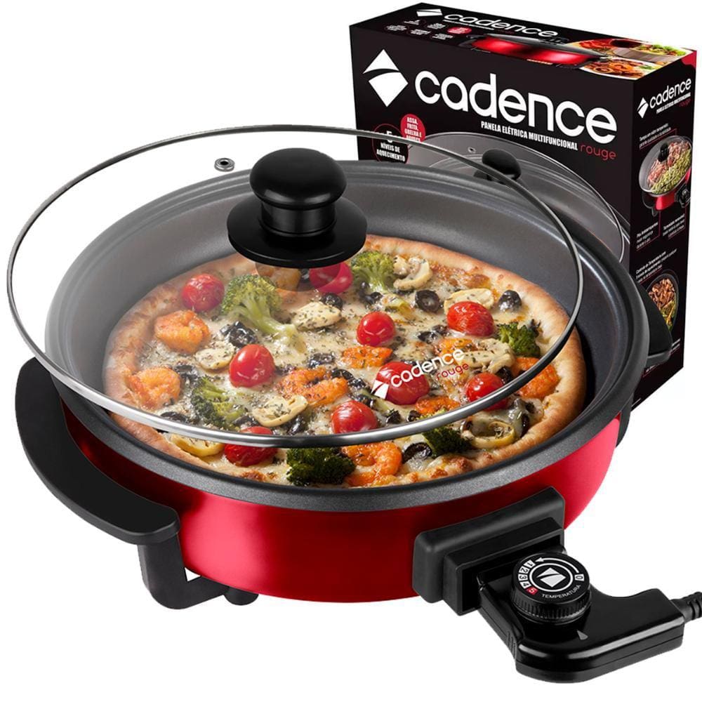 Panela Elétrica Cadence Multifuncional Rouge Chapa 30cm Antiaderente PAN610 220V