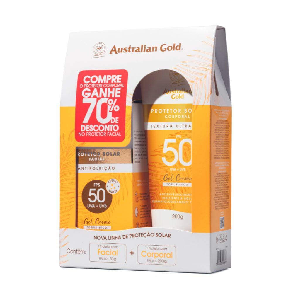 Protetor Solar Corporal Australian Gold FPS 50 200g Ganhe 70% Desconto no Protetor Facial FPS 50 Antipoluição 50g