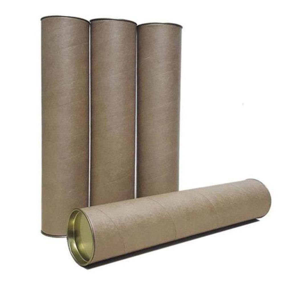 Tubo Papelão Tubete Canudo 65Cm X 6,1Cm Tampa Metal 24 Un