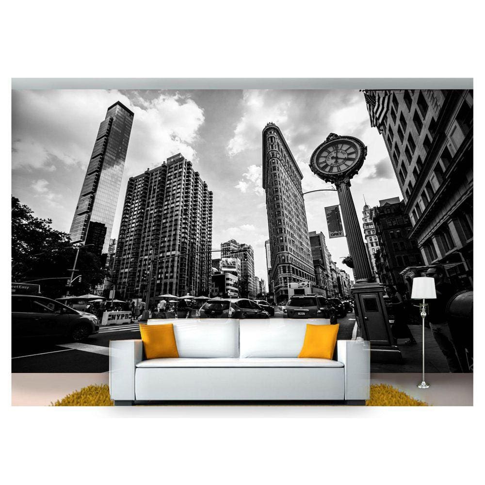 Papel De Parede Cidade Nova York Relogio Rua 6M² Ncd225