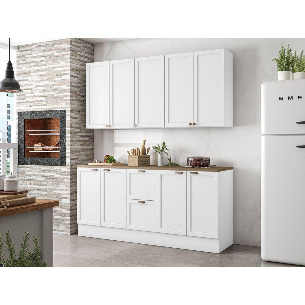 Cozinha Completa 4 Peças 9 Portas 2 Gavetas Unna Espresso Móveis Branco